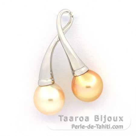 Ciondolo in Argento e 2 Perle de Australia Semi-Barocca B 9.5 mm