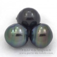 Lotto di 3 Perle di Tahiti Cerchiate D di 13 a 13.3 mm