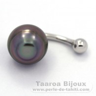 Piercing in Argento e 1 Perla di Tahiti Cerchiate B 11.1 mm