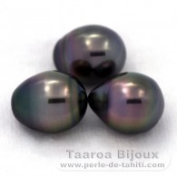 Lotto di 3 Perle di Tahiti Semi-Barroca B di 9.5 a 9.7 mm