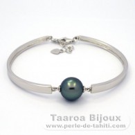 Braccialetto in Argento e 1 Perla di Tahiti Rotonda C 11.7 mm
