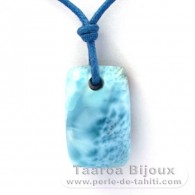 Collana in Cotone e 1 Larimar - 13.8 x 6.5 x 1.6 mm - 3.42 gr