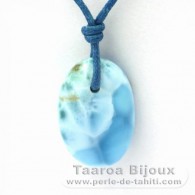 Collana in Cotone e 1 Larimar - 20.4 x 13.7 x 6.5 mm - 3 gr