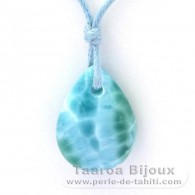 Collana in Cotone e 1 Larimar - 23.3 x 17.5 x 7.8 mm - 4.55 gr