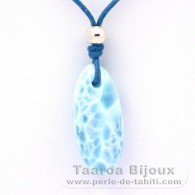 Collana in Cotone e 1 Larimar - 27 x 12 x 7.4 mm - 4.15 gr