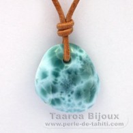 Collana in Cuoio e 1 Larimar - 23.1 x 20 x 8.2 mm - 5.7 gr