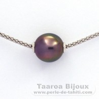 Collana in Argento e 1 Perla di Tahiti Semi-Barocca B 11.3 mm