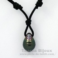 Collana in Cotone e 1 Perla di Tahiti Cerchiate C 11.7 mm