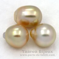 Lotto di 3 Perle di Australia Semi-Barroca C di 10.5 a 10.8 mm