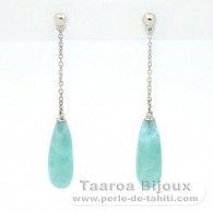 Orecchini in Argento e 2 Larimar - 18 x 7 x 6.5 mm - 2.6 gr