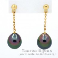 Orecchini in Oro 18K e 2 Perle di Tahiti Semi-Barroca B 8.1 mm