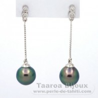 Orecchini in Argento e 2 Perle di Tahiti Semi-Barocche B 8.6 mm