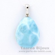 Ciondolo in Oro bianco 18K e 1 Larimar - 22 x 16.8 x 8.4 mm - 4.8 gr