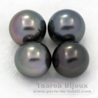 Lotto di 4 Perle di Tahiti Rotonda C di 8 a 8.4 mm