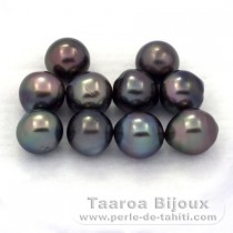 Lotto di 10 Perle di Tahiti Semi-Barocche C di 8.5 a 8.8 mm