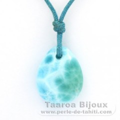 Collana in Cotone e 1 Larimar - 17 x 14 x 6.9 mm - 2.7 gr