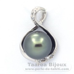 Ciondolo in Argento e 1 Perla di Tahiti Semi-Barocca B 10.8 mm