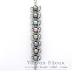 Braccialetto in Argento e 8 Perle di Tahiti Semi-Barocche B  8.6 a 8.8 mm