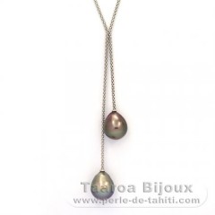Collana in Argento e 2 Perle di Tahiti Semi-Barocche C 12.4 mm