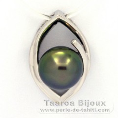 Ciondolo in Argento e 1 Perla di Tahiti Semi-Barocca B 9.6 mm