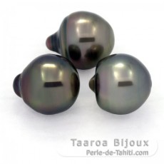 Lotto di 3 Perle di Tahiti Semi-Barocche B 10.2 mm