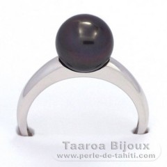 Anello in Argento e 1 Perla di Tahiti Rotonda B 9.2 mm