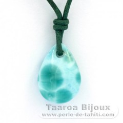 Collana in Cotone e 1 Larimar - 16 x 12 x 6 mm - 2 gr