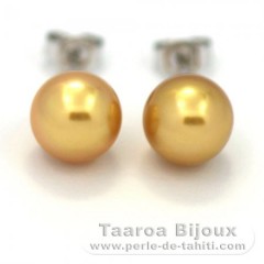 Orecchini in Argento e 2 Perle di Australia Semi-Barroca C 8.8 mm