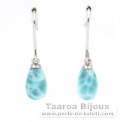 Orecchini in Argento e 2 Larimar - 10 x 6 mm - 1.1 gr