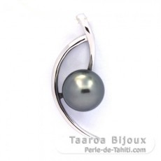 Ciondolo in Argento e 1 Perla de Tahiti Rotonda C 8.2 mm