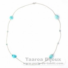 Collana in argento, Topazio blu e 4 Larimar - 8.6 gr