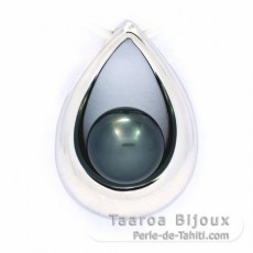 Ciondolo in Argento e 1 Perla de Tahiti Rotonda C 8.5 mm
