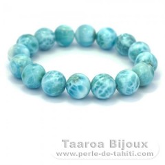 Braccialetto di 16 perle di Larimar - 18 cm - 66.8 gr