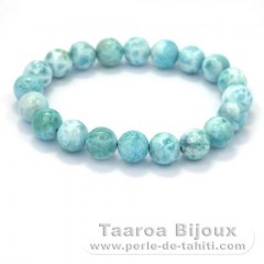 Braccialetto di 21 perle di Larimar - 15 cm - 19.7 gr