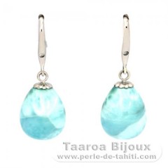 Orecchini in Argento e 2 Larimar - 12 x 10 mm - 3.8 gr