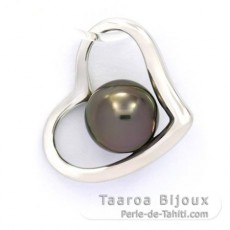 Ciondolo in Argento e 1 Perla de Tahiti Rotonda C 8 mm