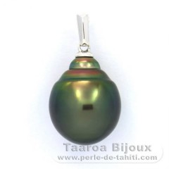 Ciondolo in Argento e 1 Perla de Tahiti Cerchiata C 12.3 mm