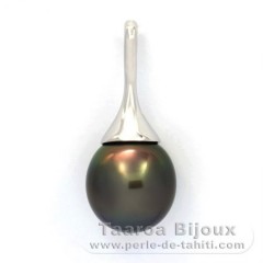 Ciondolo in Argento e 1 Perla di Tahiti Semi-Barocca B 12.5 mm