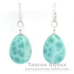 Orecchini in Argento e 2 Larimar - 20 x 15 mm - 8.8 gr