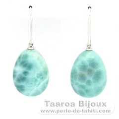 Orecchini in Argento e 2 Larimar - 20 x 15 mm - 8.7 gr