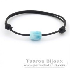 Braccialetto in Cuoio e 1 Larimar - 11.5 x 8.7 mm - 1.3 gr