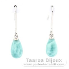 Orecchini in Argento e 2 Larimar - 10 x 6 mm - 1.2 gr