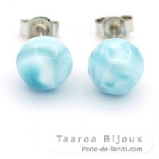 Orecchini in Argento e 2 Larimar - 8.2 mm - 1.7 gr