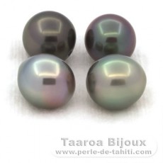 Lotto di 4 Perle di Tahiti Semi-Barocche C di 9 a 9.4 mm