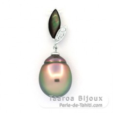 Ciondolo in Argento e 1 Perla di Tahiti Semi-Barocca B 11.7 mm