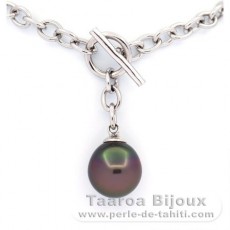 Braccialetto in Argento e 1 Perla di Tahiti Semi-Barroca B/C 11.3 mm