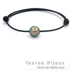 Braccialetto in Cuoio e 1 Perla di Tahiti Semi-Baroccha C 10.5 mm