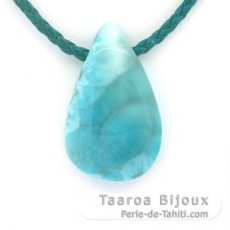 Collana in Cotone e 1 Larimar - 35 x 21 x 8.5 mm - 11 gr