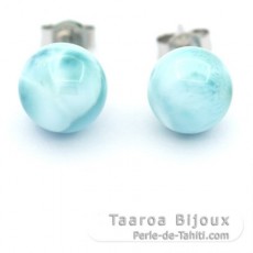 Orecchini in Argento e 2 Larimar - 9.2 mm - 2.4 gr