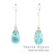 Orecchini in Argento e 2 Larimar - 10 x 6 mm - 1.2 gr